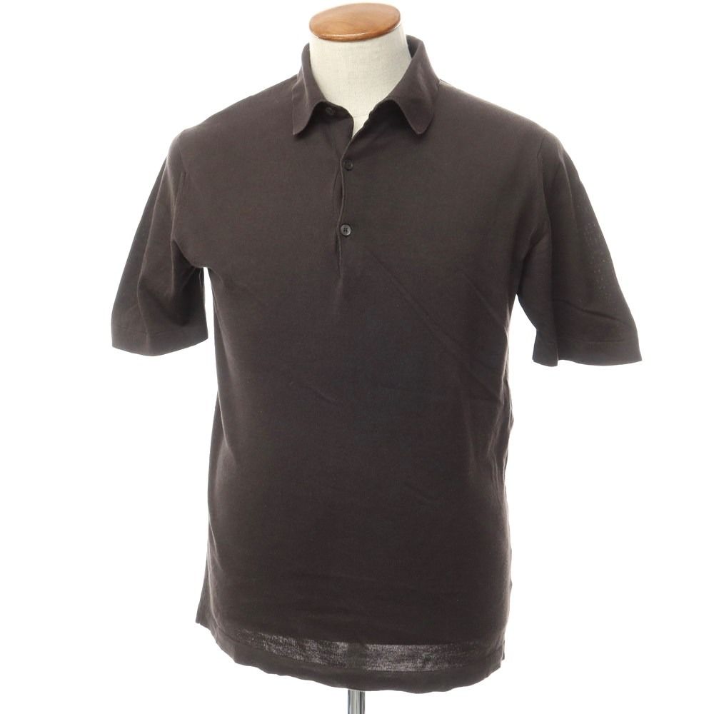 【中古】ジョンスメドレー JOHN SMEDLEY コットン ポロニット ダークグレー系【サイズM】【メンズ】