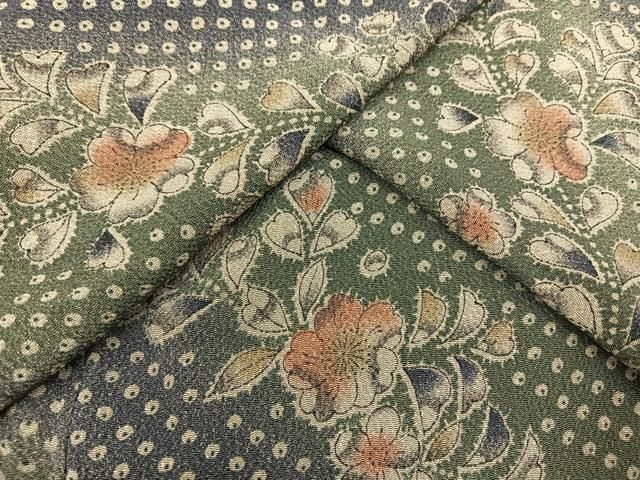 平和屋着物▽上質な小紋 単衣 辻が花 手描き 暈し染め 鬼しぼ縮緬 正絹