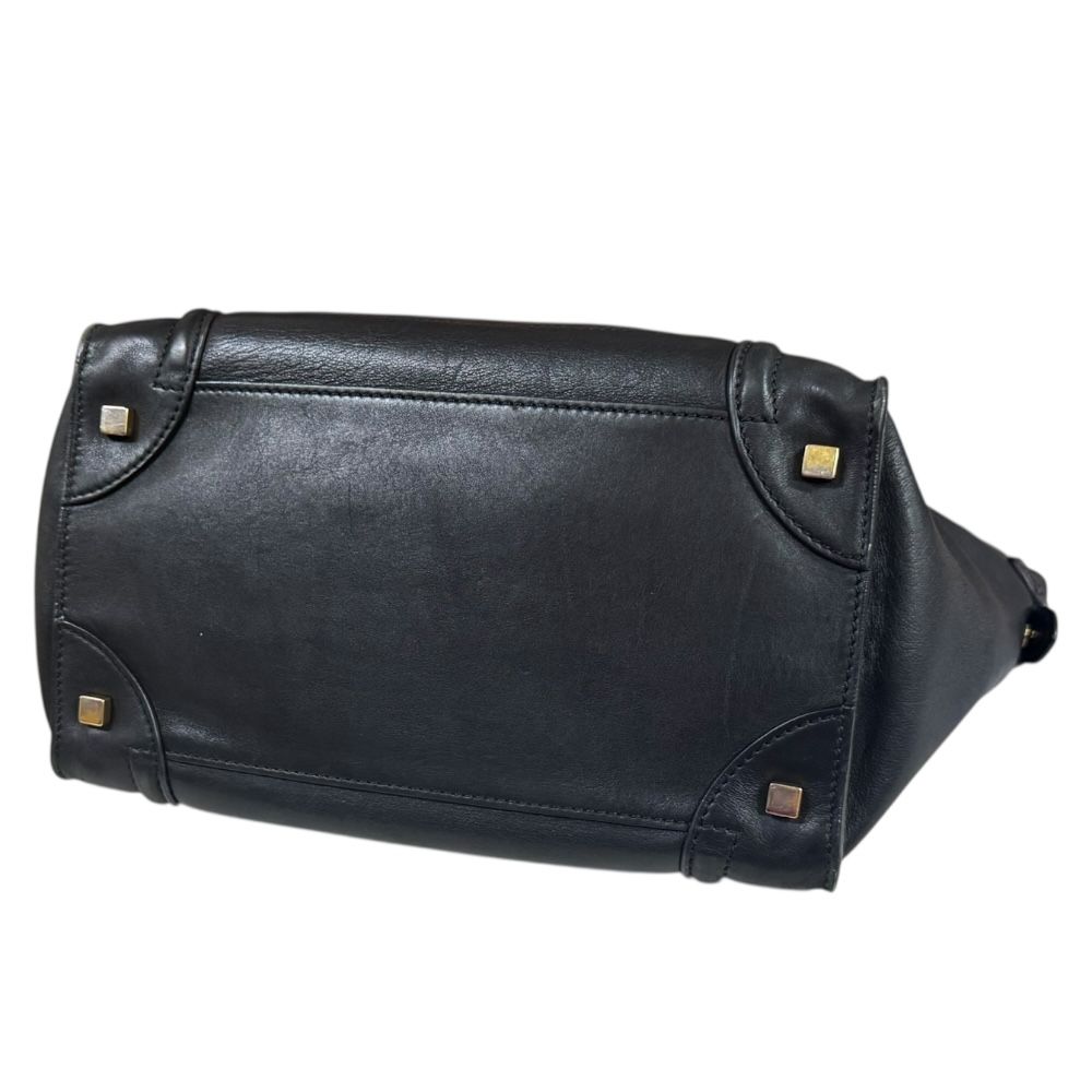 CELINE ブラックレザーハンドバッグ　MINI 希少】CELINE セリーヌ ブラゾン ミニボストンバッグ