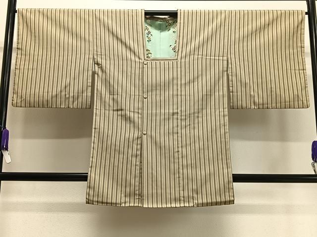 平和屋着物＃道行コート 花しおり 縞 反端付き 正絹 CAAX7896ua