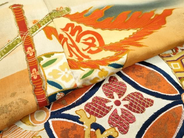 平和屋本店□極上 アンティーク 大正ロマン 振袖 駒刺繍 宝船飛鶴文
