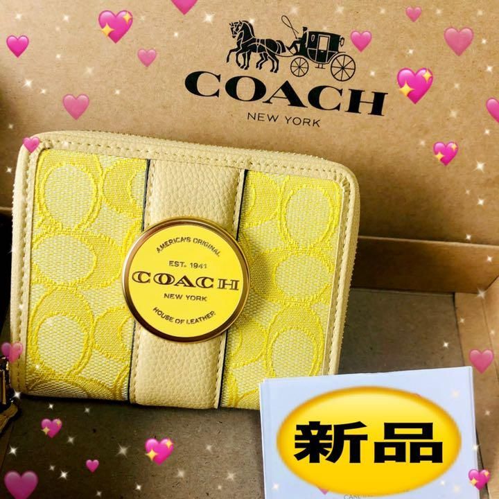 COACH コーチ 美品 シグネイチャー コンパクトファスナー財布 - 通販