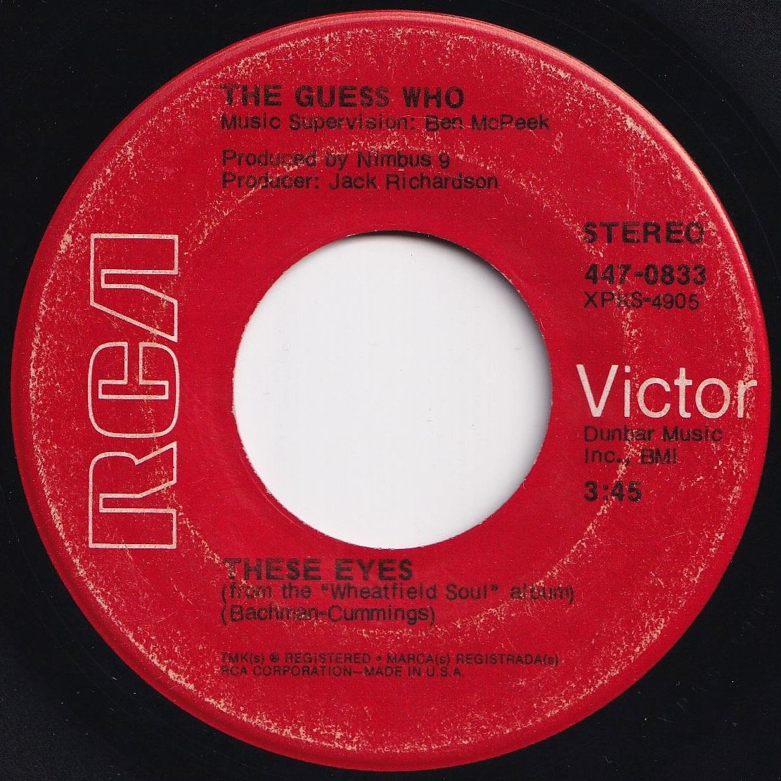 Guess Who No Time / These Eyes RCA Victor US 447-0833 203805