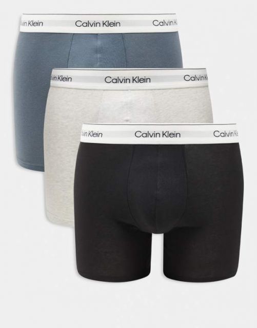 【送料無料】 カルバンクライン メンズ ボクサーパンツ アンダーウェア Calvin Klein Modern Cotton 3 pack boxer brief in blue/gray/black Multi