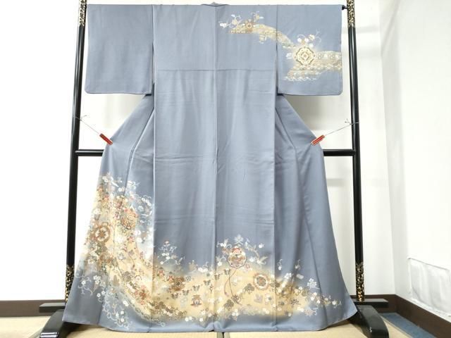 平和屋着物○訪問着 駒刺繍 鳳凰花鳥唐草文 暈し染め 金彩 正絹