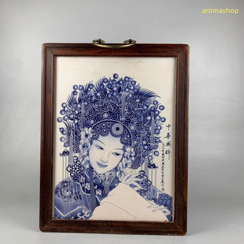 景徳鎮 陶磁器 パステル人物国色天香磁板画 磁器置物 装飾品
