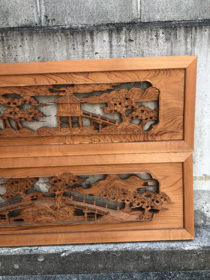 引取 欄間2枚セット 170×38ｃｍ 厚みがあります 914