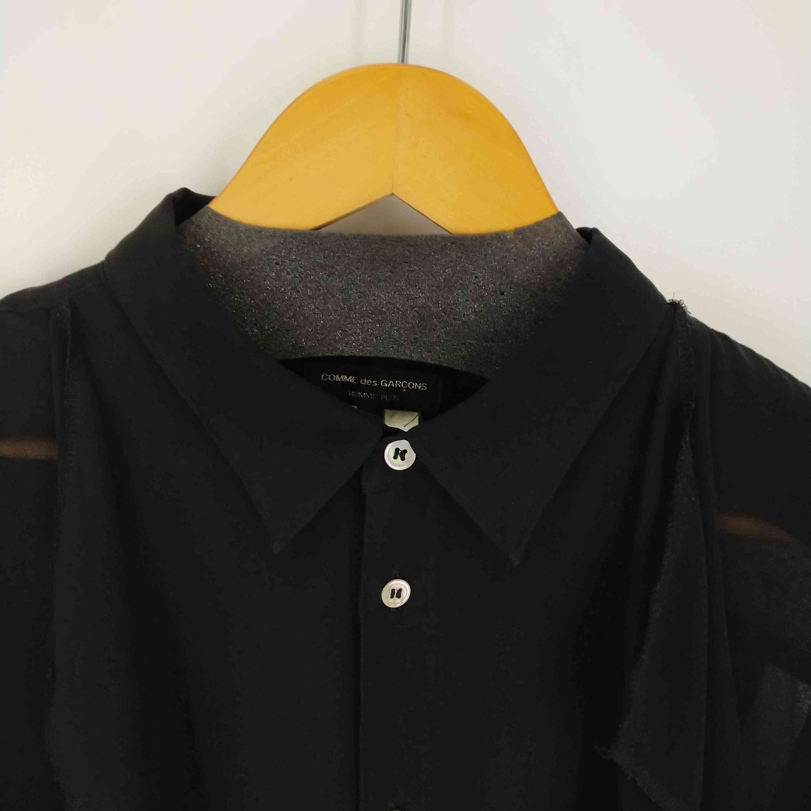 コムデギャルソン HOMMEプリュスシアー裏付きシャツブルゾン BLACK M