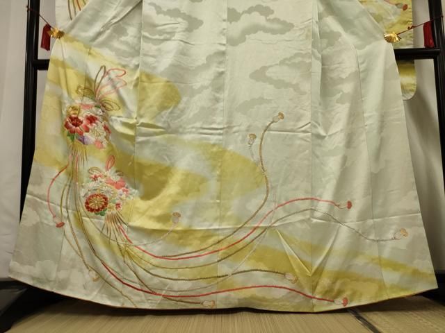 平和屋着物□豪華振袖 駒刺繍 くす玉 暈し染め 金銀糸 正絹 逸品