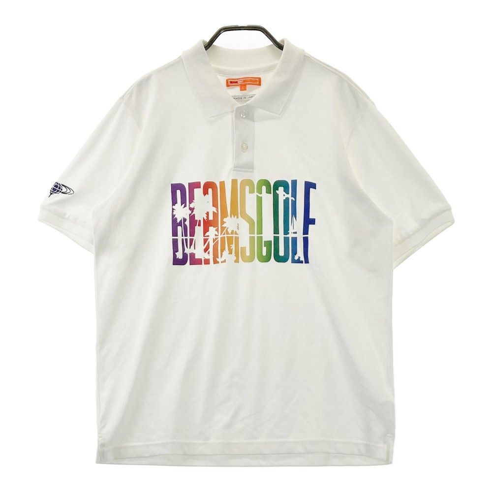 サイズ：L BEAMS GOLF ビームスゴルフ  半袖ポロシャツ ロゴ柄 ホワイト系 [240101466738] ゴルフウェア メンズ ストスト BEAMS GOLF ビームスゴルフ 半袖ポロシャツ ホワイト系 L ゴルフ