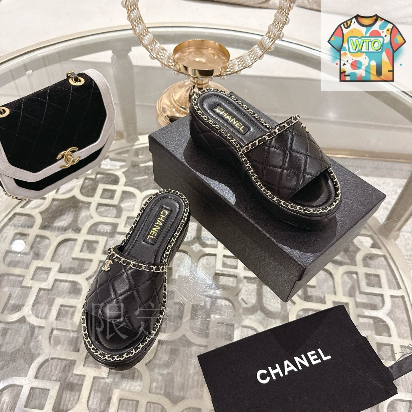 【チェーンデザインがクール★】CHANEL 25SS 太ヒール サンダル CHANEL シャネル 25SS 菱格チェーン スリッパ03-1 - メルカリ