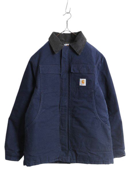 【お得なクーポン配布中!】 90s USA製 カーハート トラディショナル コート メンズ XL 程/ オールド ダック ジャケット ブルゾン 中綿 キルティング ライナー ネイビー