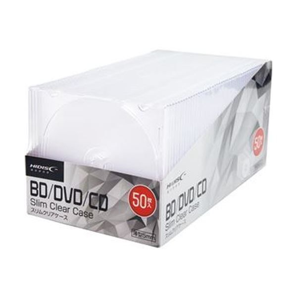（まとめ）ハイディスク CD/DVDケース 1枚収納 5mmスリムケース クリア ML-CD05S50PCR 1パック（50枚）