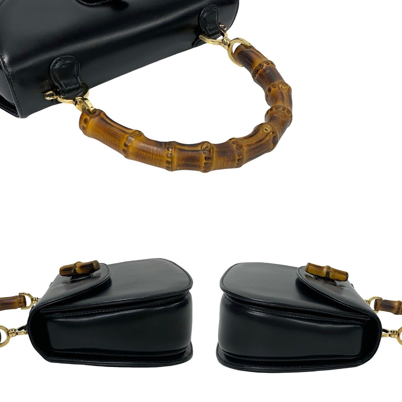 【美品】GUCCI オールドグッチ ハンドバッグ カーフレザー ブラック GUCCI グッチ ハンドバッグ オールドグッチ トップハンドル 000