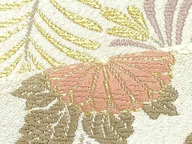 平和屋着物○西陣 織楽浅野 六通柄袋帯 唐織 草花丸文 金銀糸