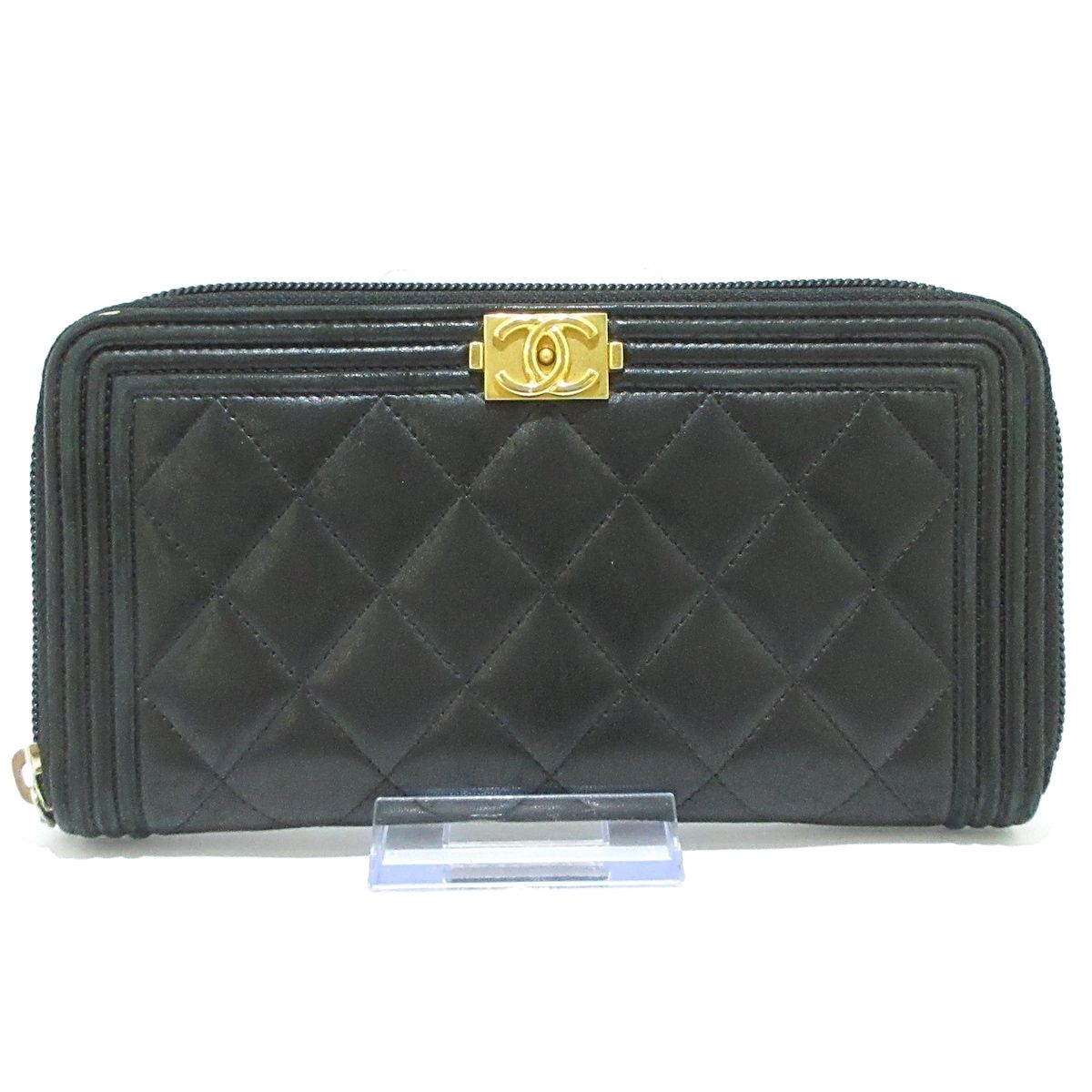 CHANEL(シャネル) 長財布 ボーイシャネル A80288 黒 ゴールド金具 ...