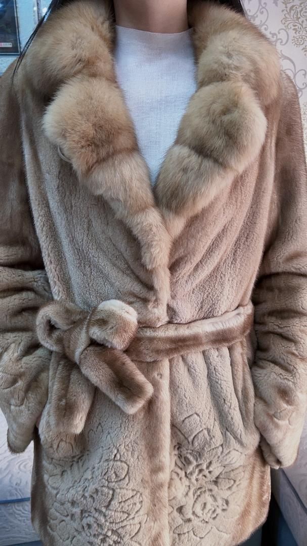 上セーブルファー襟 上質シェアードミンクコートファーコート