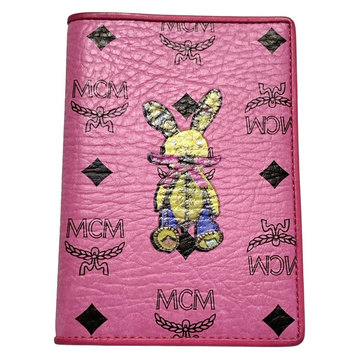 MCM エムシーエム 小物入れ - ピンク×イエロー×マルチ パスポートケース|うさぎ