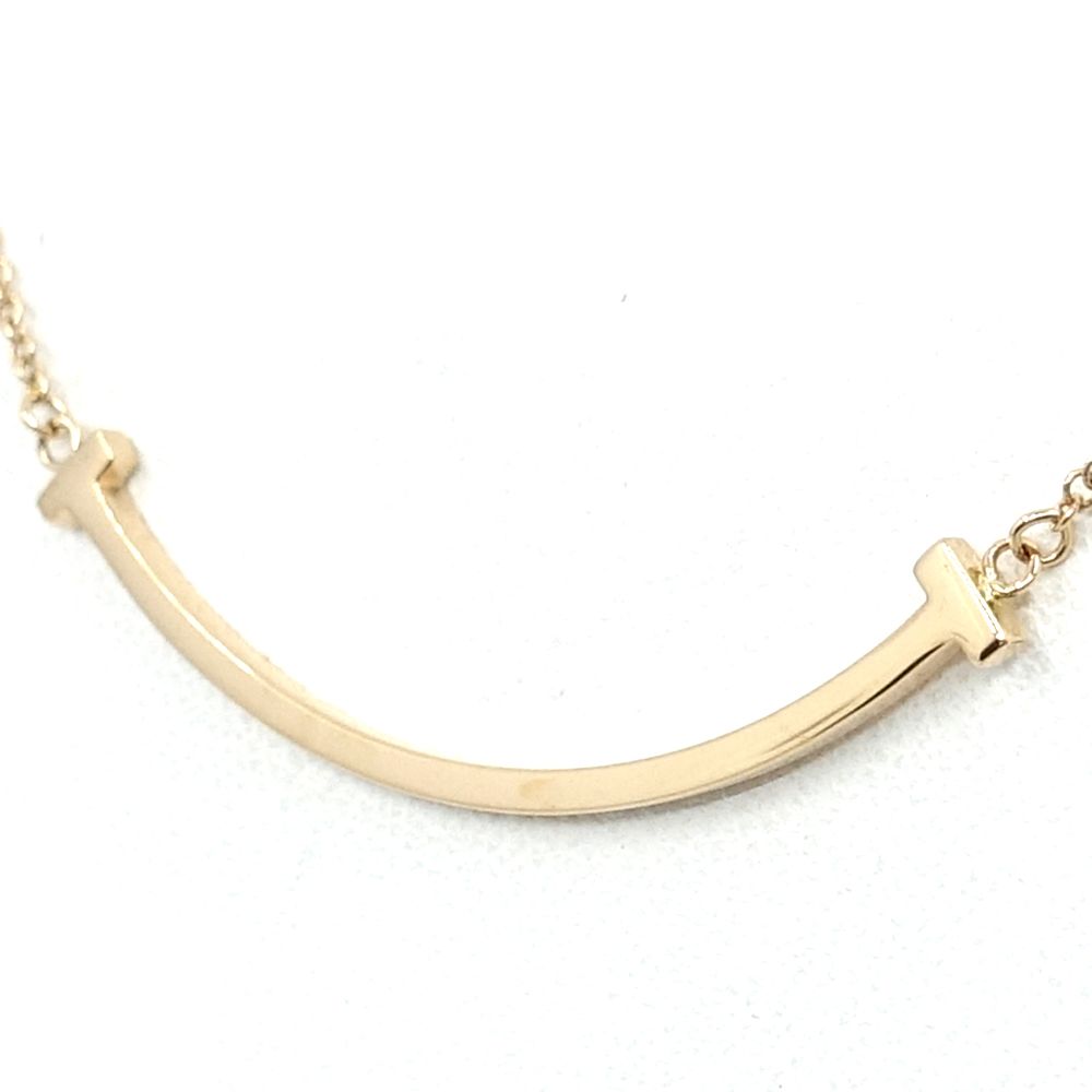 栄 ティファニー K18PG Tスマイル ネックレス スモール 750PG RG ジュエリー レディース ペンダント 仕上済