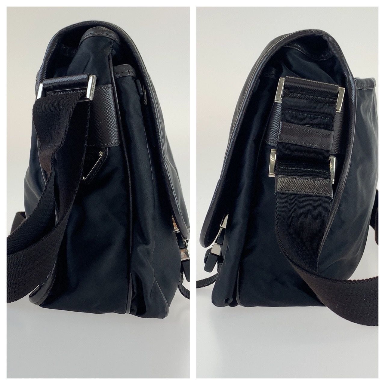 美品 PRADA プラダ ジャガードロゴ 男女兼用 ブラック 黒 シルバー金具  