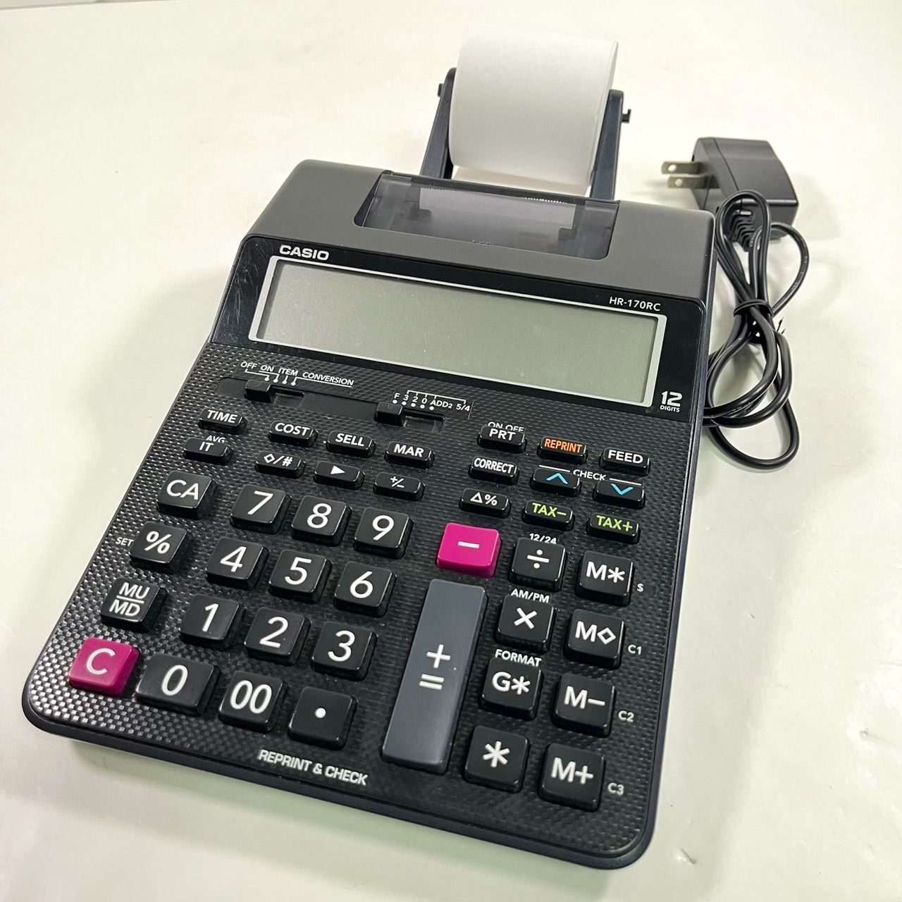 カシオ プリンター電卓 デスクタイプ 12桁 HR-170RC-BK