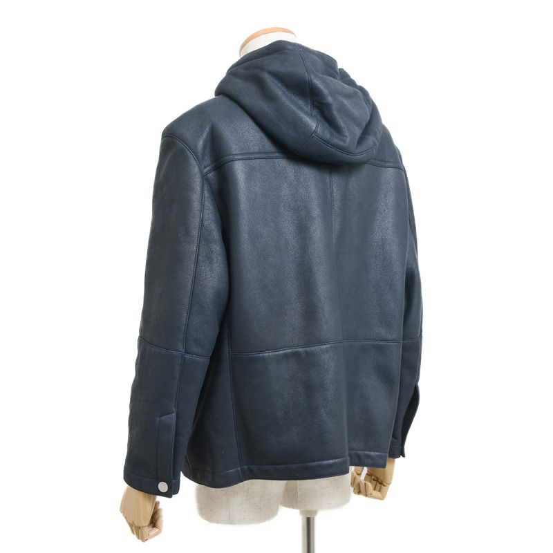 エルメス レザージャケット ラムレザー ネイビー メンズ 48サイズ