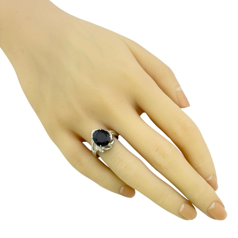 リング 指輪 12.5号 18金 K18ホワイトゴールド ガーネット レディース