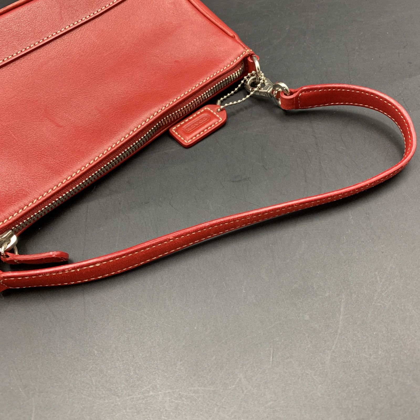 81 COACH コーチ レザー ハンドバッグ レッド 7785 - メルカリ