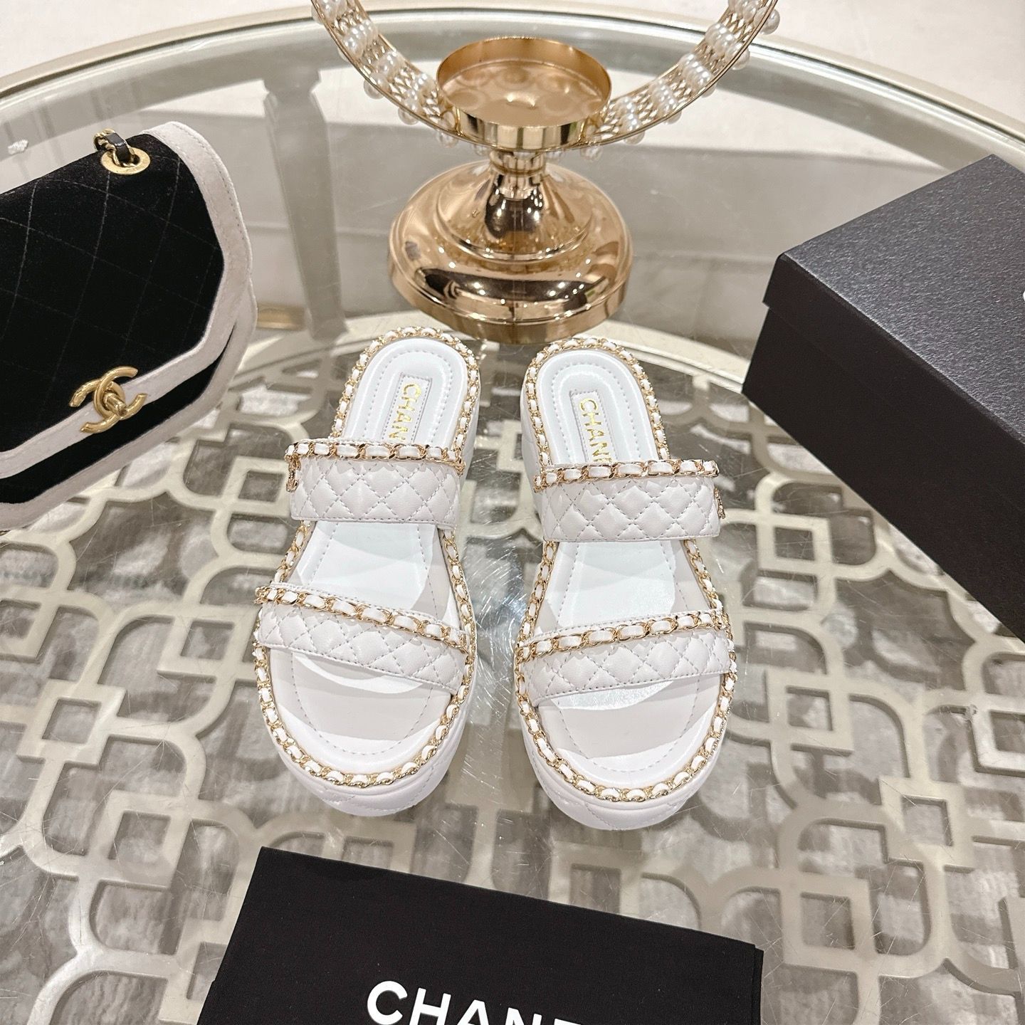 CHANEL シャネル 25SS 菱格チェーン スリッパ09