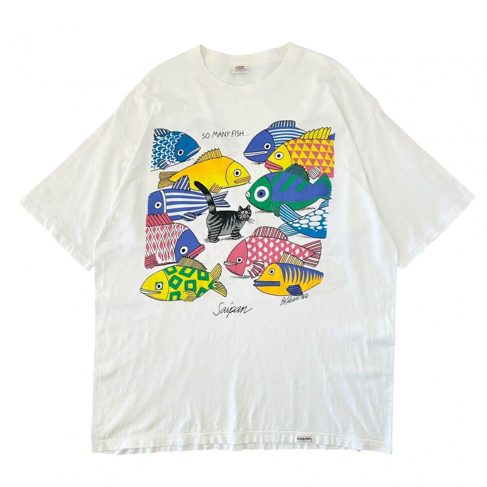 【ビンテージ・未使用品】USA Crazy Shirts クリバンキャット 90s アメリカ製 crazy shirts キャットクリバン プリント