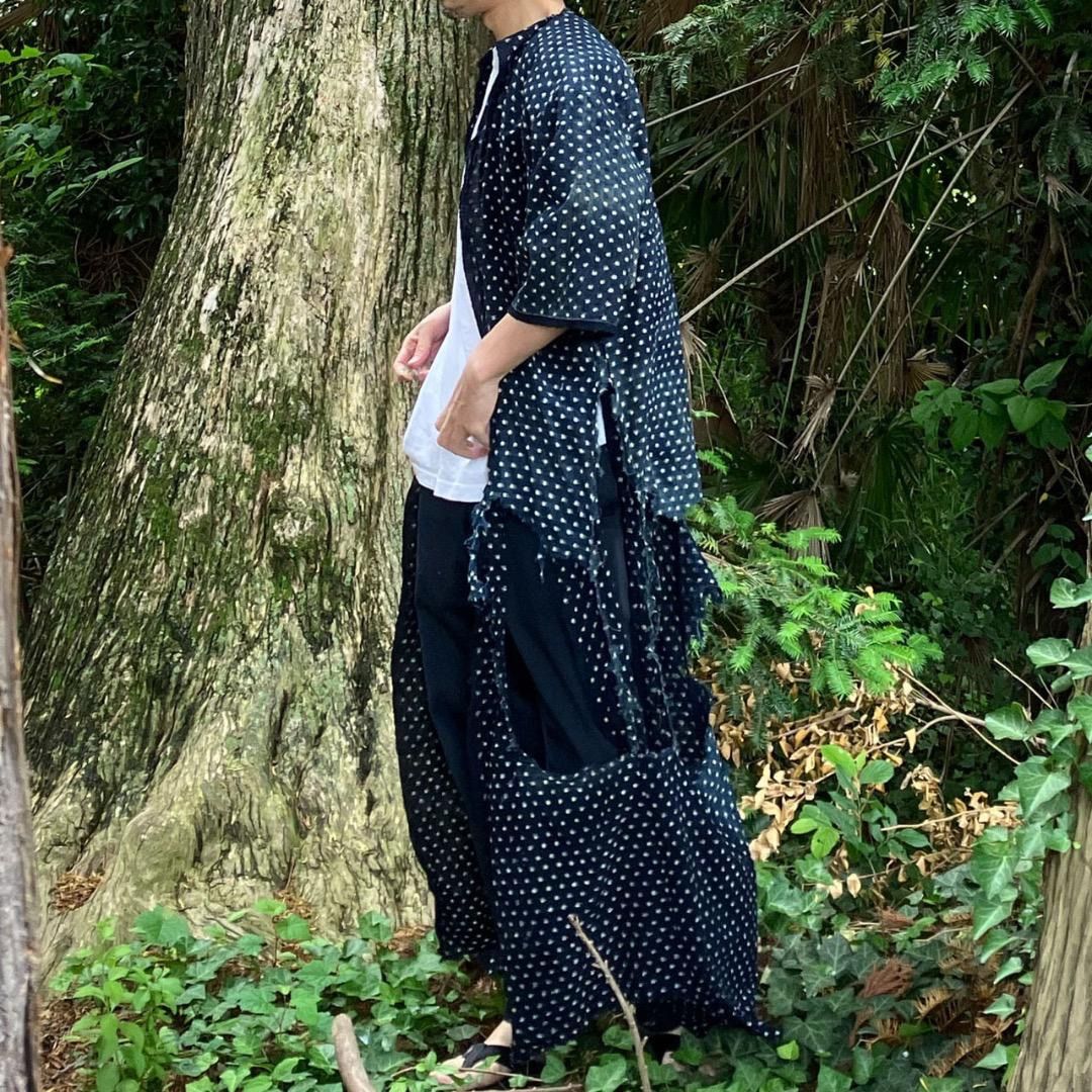 襤褸 藍染 雪ん子絣 古布着物 リメイク素材 アート ハンドメイド ヴィンテージ | Boro Indigo Yukinko Kasuri Vintage Kimono Fabric – Handcrafted Art - Remake Material