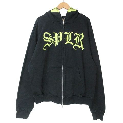 サプライヤー×エコシス コラボ SKULL FULL ZIP HOOD スカル フルジップ フーディー パーカー 大きいサイズ XL 長袖 裏毛 ロゴ 刺? 黒 SUPPLIER×ECOSYS サプライヤー×エコシス コラボ SKULL FULL ZIP