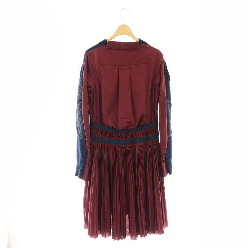 サカイ sacai ドッキング 再構築ニット異素材MIX ワンピース プリーツ