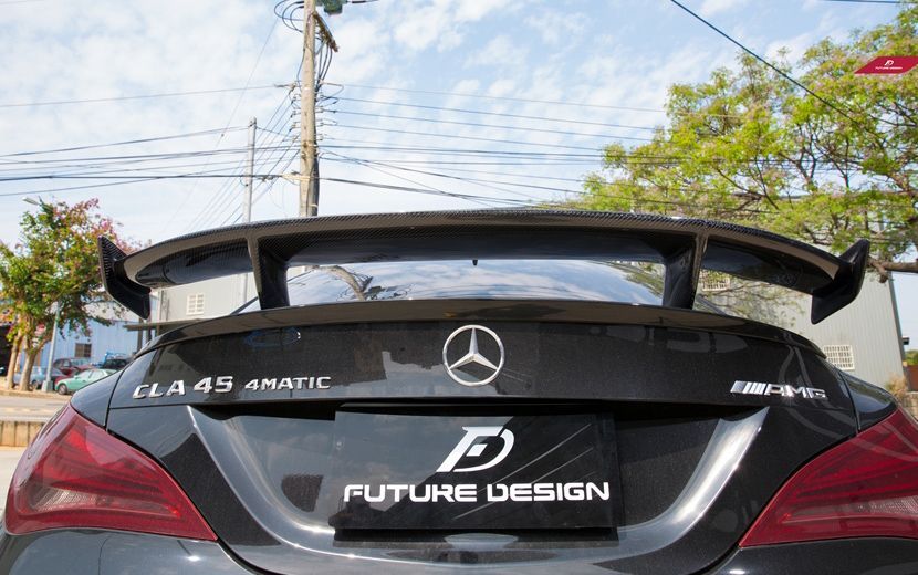 【FUTURE DESIGN】BENZ メルセデス・ベンツ CLA-Class W117 トランク用リアウィング スポイラー 本物DryCarbon ドライカーボン カスタム エアロ