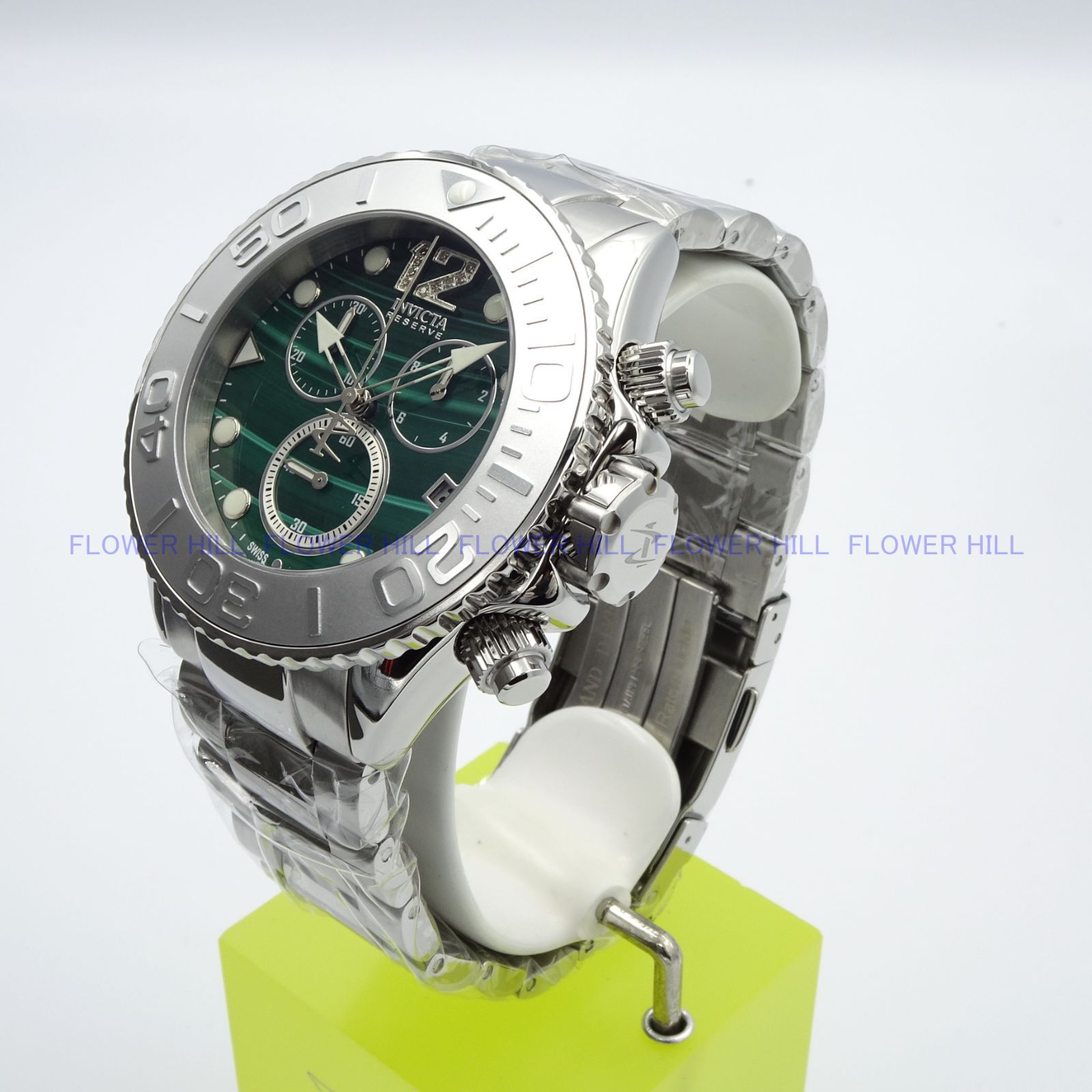 INVICTA インビクタ 腕時計 高級 メンズ クォーツ スイスETAムーブメント ダイヤモンド 孔雀石 GRAND DIVER 45365  シルバー クロノグラフ カレンダー メタルバンド - メルカリ