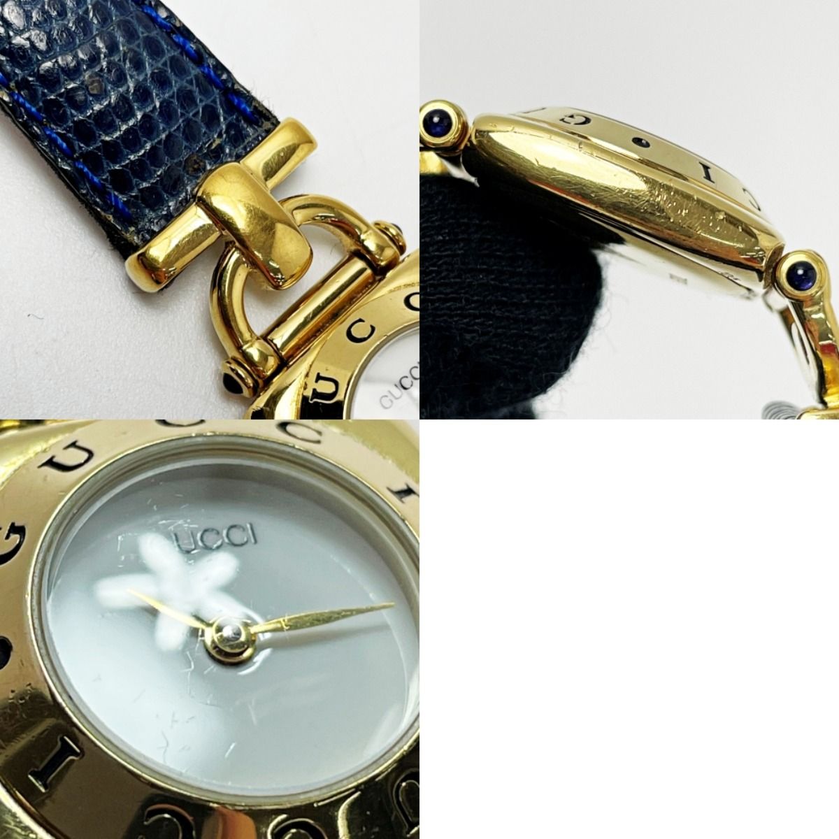 GUCCI グッチ ホースビット ロゴベゼル 6300L ホワイト×ゴールド