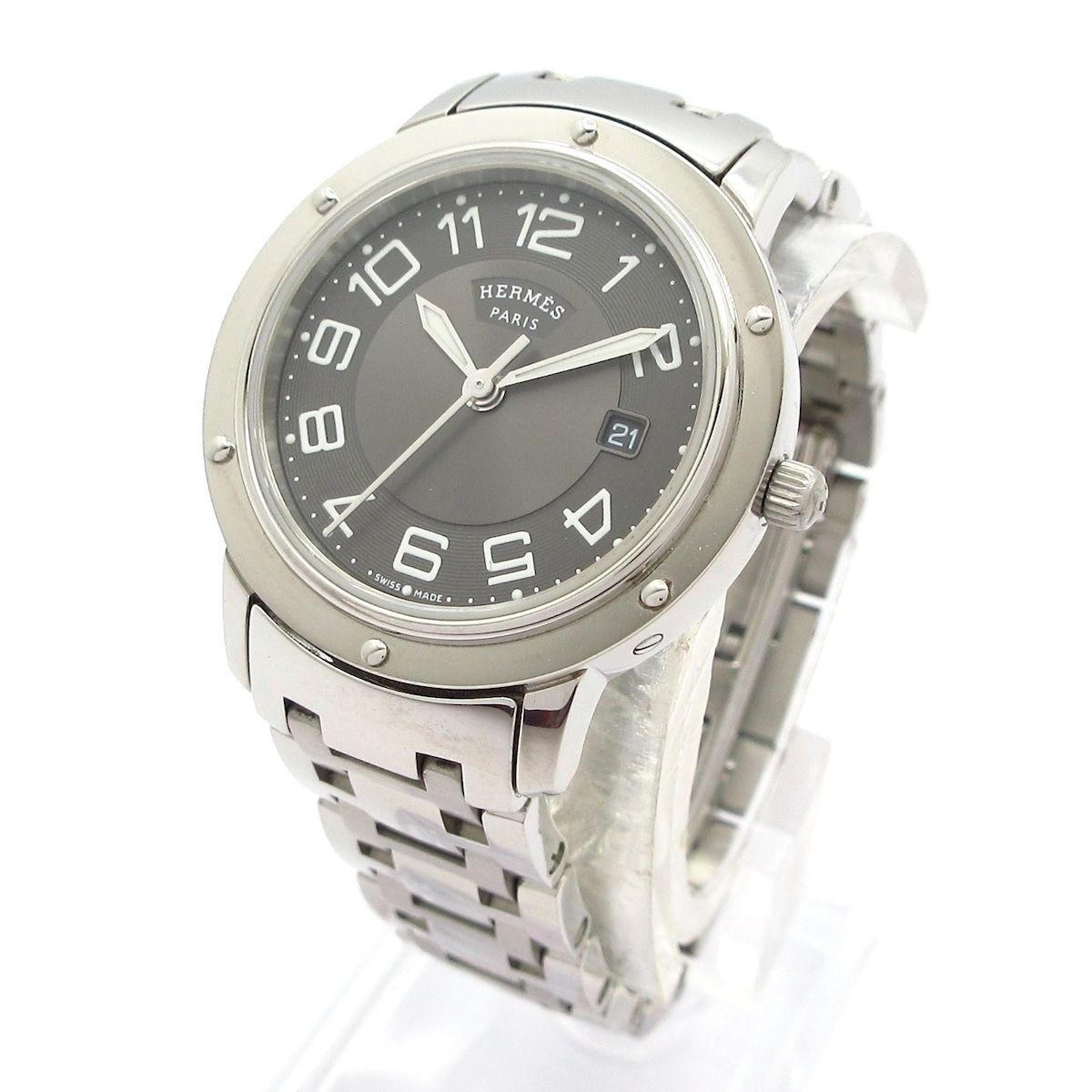 HERMES エルメス 腕時計 クリッパー CP1.310 レディース ダークグレー