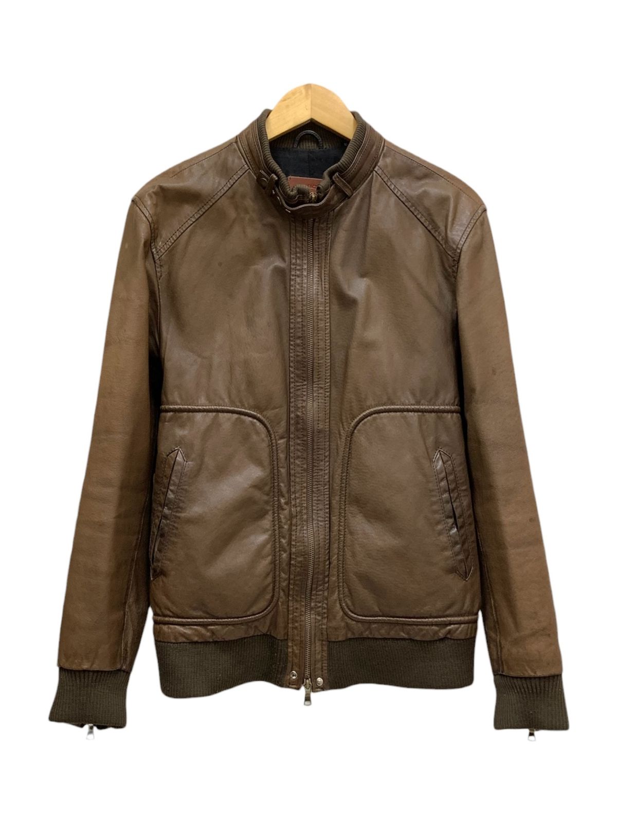 -90's vintage 本革 レザージャケット スタンドカラー ブラウンXL 90年代 90s 茶色 ブラウン レザージャケット│ヴィテージ古着屋Feeet