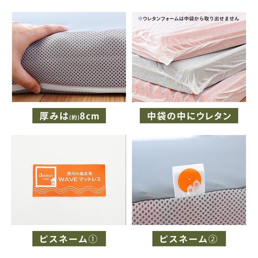 西川 三つ折りウェーブ高反発マットレス