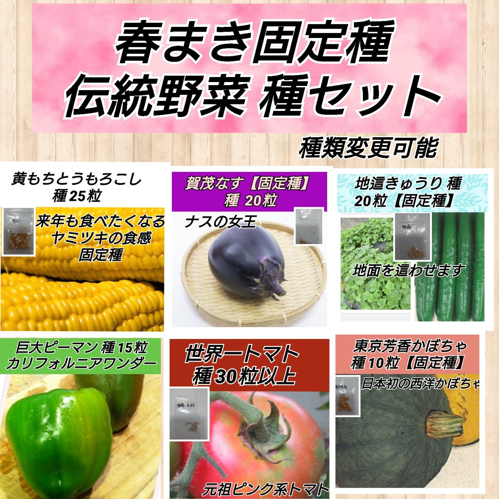 春まき 固定種家庭菜園用 種セット 6種類 shop.