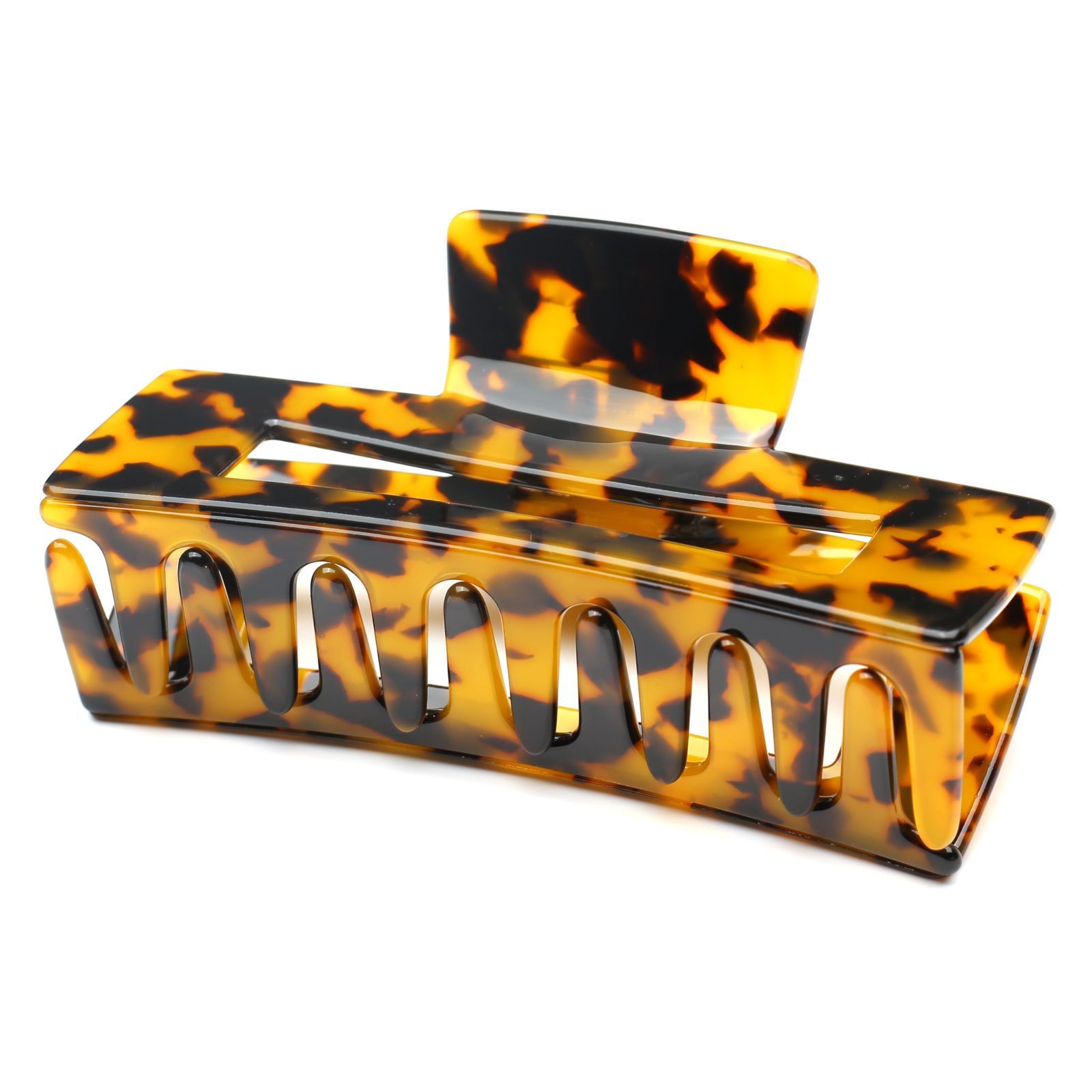 髪止め クリップ しっかりとまる べっ甲 バンスクリップ ヘアクリップ 大人 大きめ ヘア 韓国 QinGoo レディース 1本 10.5 cm 5.7 cmDark Tortoise