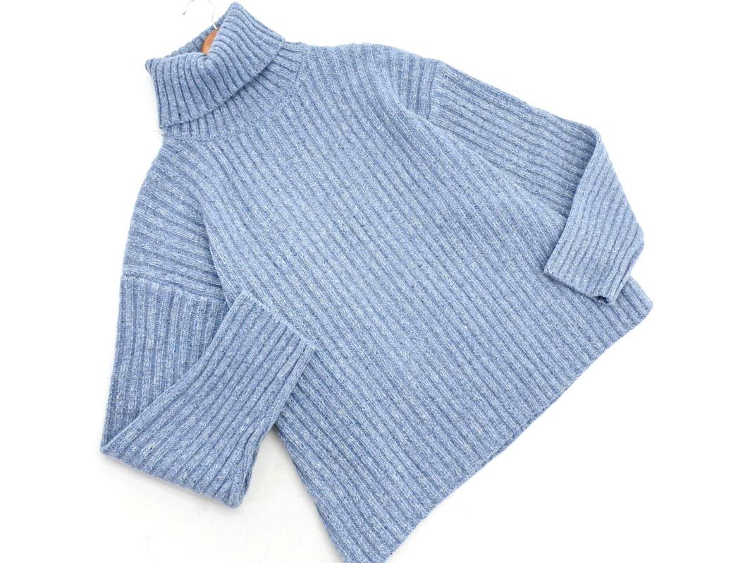 CLANE クラネ タートルネック スリット ニット セーター size2|青 ◎レディース