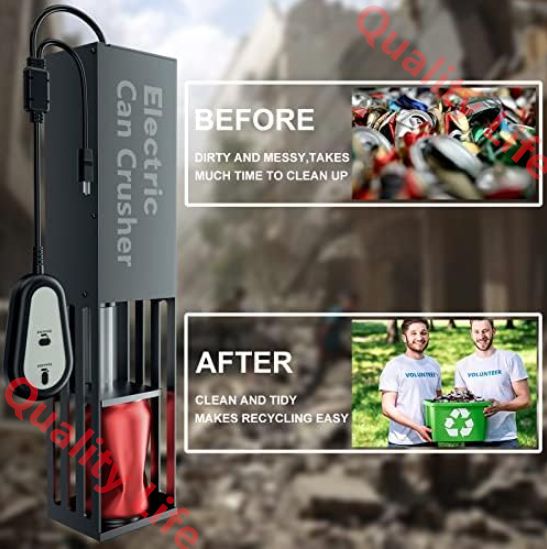 電動缶破砕機 電動缶クラッシャー 缶潰し機 ペットボトル 圧縮 空き缶潰し器 アルミ缶潰し ペットボトル 圧縮 金属缶クラッシャー 省力 使用簡単 省スペース コーラ缶やペットボトルに最適 リサイクル用 black