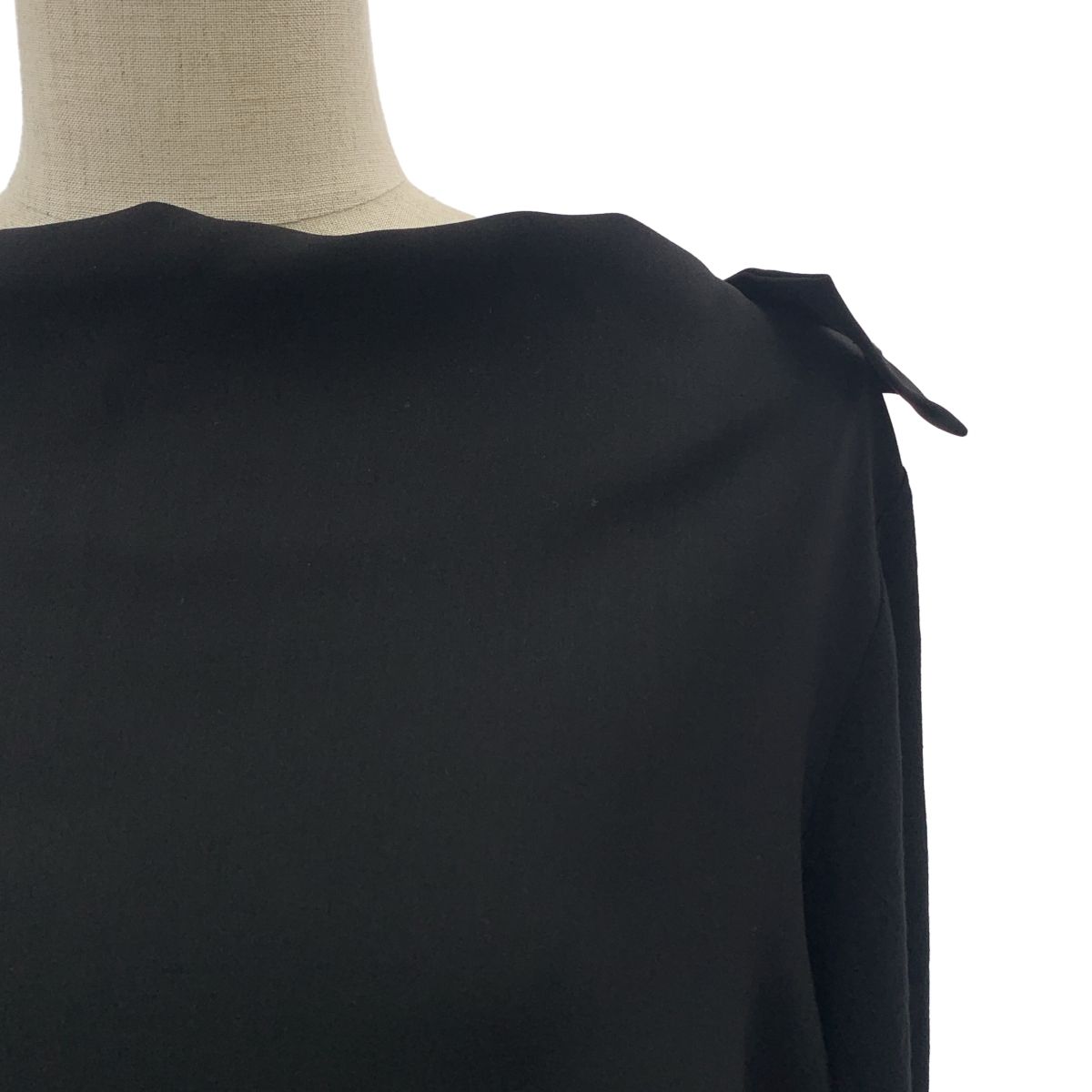 MM6 Maison Martin Margiela エムエムシックスメゾンマルタンマルジェラ 2015AW 異素材 ドレープ プルオーバー ワンピース 40 ブラック レディース