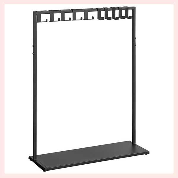 スチール製バッグハンガーラック（下段棚付き）No.620（W60×D20×H80cm）／ブラック