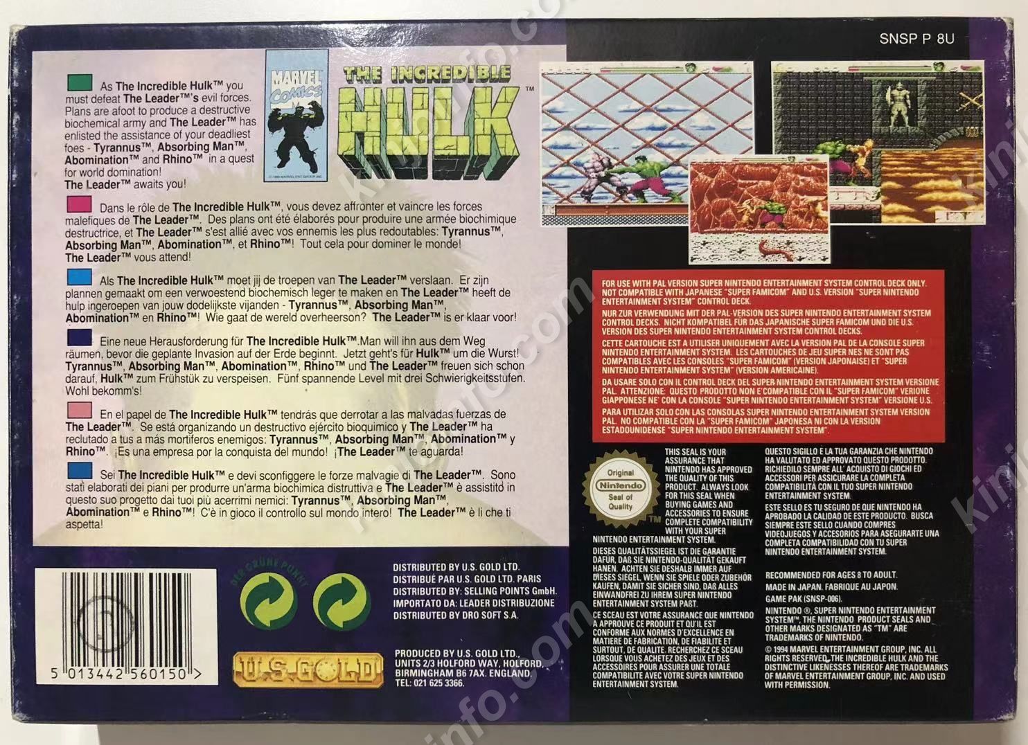 The Incredible Hulk【中古美品・SNES欧州版】 - メルカリ
