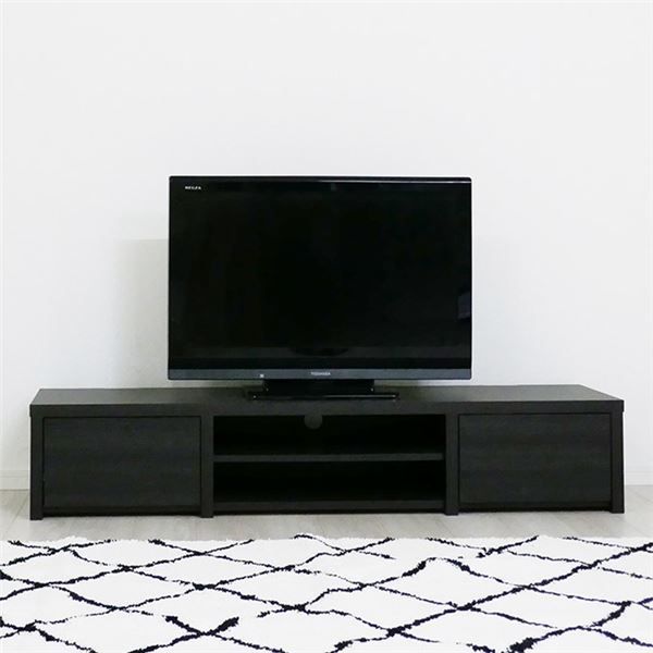 【お買い得，得価】 タップ収納付き テレビ台/テレビボード 【幅147cm ブラック】 背面タップ収納付き 日本製 組立品【代引不可】 テレビ台