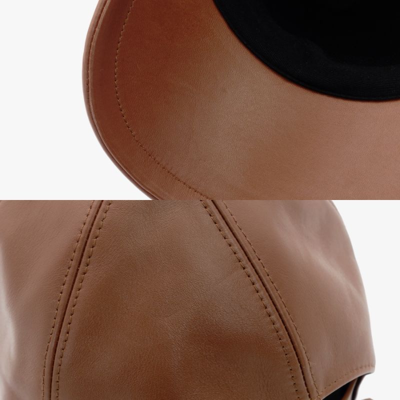 未使用 バーバリー BURBERRY TBロゴ レザー キャップ 帽子 ブラウン