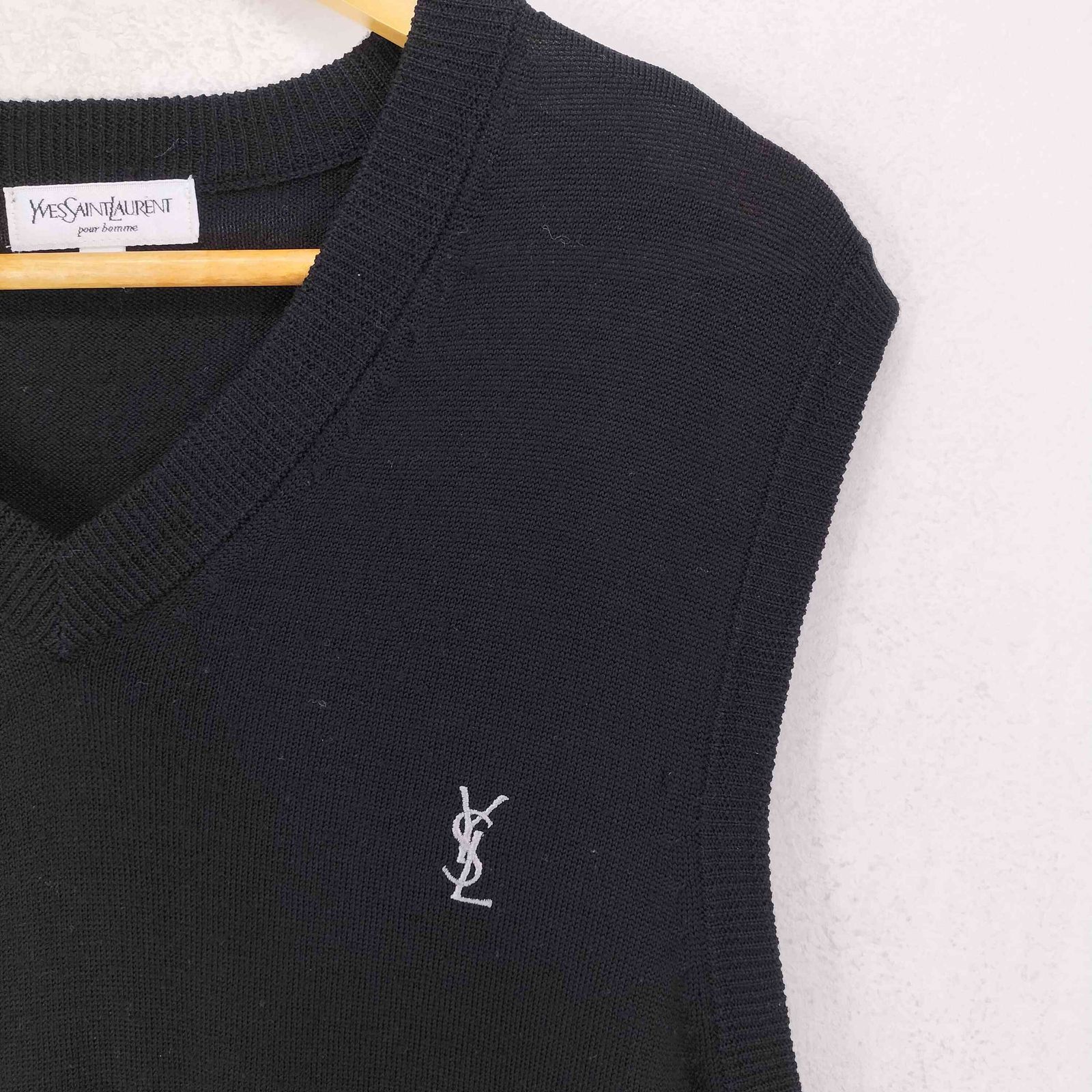 イヴサンローラン Yves Saint Laurent 90s ワンポイント刺繍 ウール 
