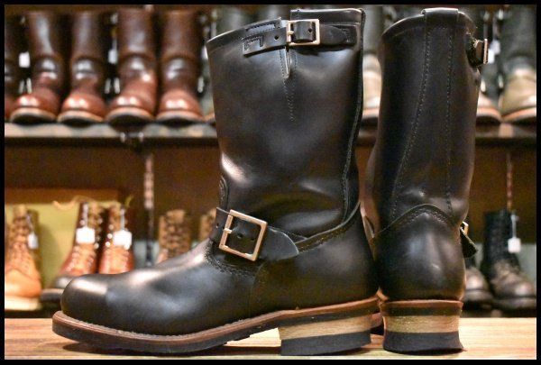  8 5 D 08年 レッドウィング 2268 エンジニア 黒 ブラッククローム スチールトゥ プルオン ブーツ redwing FI 423 エンジニアブーツ ブーツ 革靴